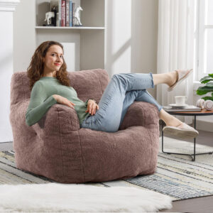 Recaceik Bean Bag Chairs, Tufted Soft Stuffed with Filler, Fluffy and Lazy Sofa, Imperial Lounger Giant Chair for Bedroom, Living Room, White