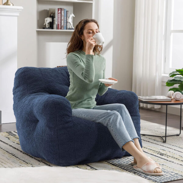 Recaceik Bean Bag Chairs, Tufted Soft Stuffed with Filler, Fluffy and Lazy Sofa, Imperial Lounger Giant Chair for Bedroom, Living Room, White