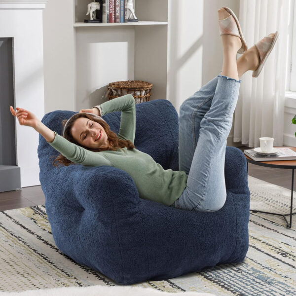 Recaceik Bean Bag Chairs, Tufted Soft Stuffed with Filler, Fluffy and Lazy Sofa, Imperial Lounger Giant Chair for Bedroom, Living Room, White