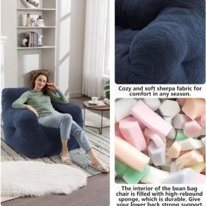 Recaceik Bean Bag Chairs, Tufted Soft Stuffed with Filler, Fluffy and Lazy Sofa, Imperial Lounger Giant Chair for Bedroom, Living Room, White