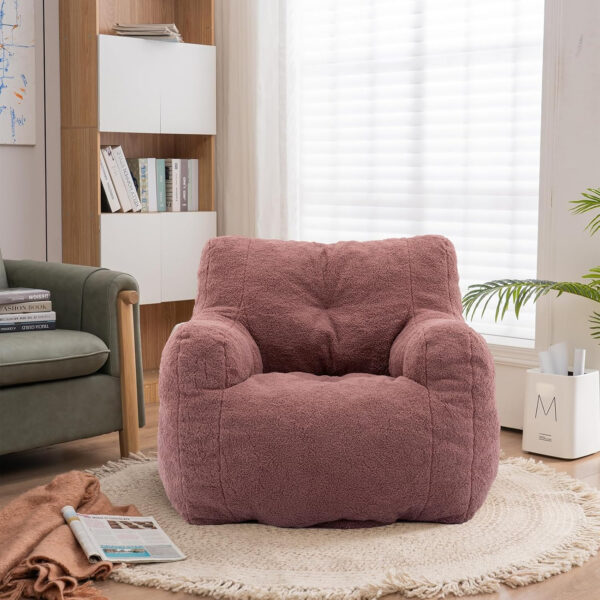 Recaceik Bean Bag Chairs, Tufted Soft Stuffed with Filler, Fluffy and Lazy Sofa, Imperial Lounger Giant Chair for Bedroom, Living Room, White
