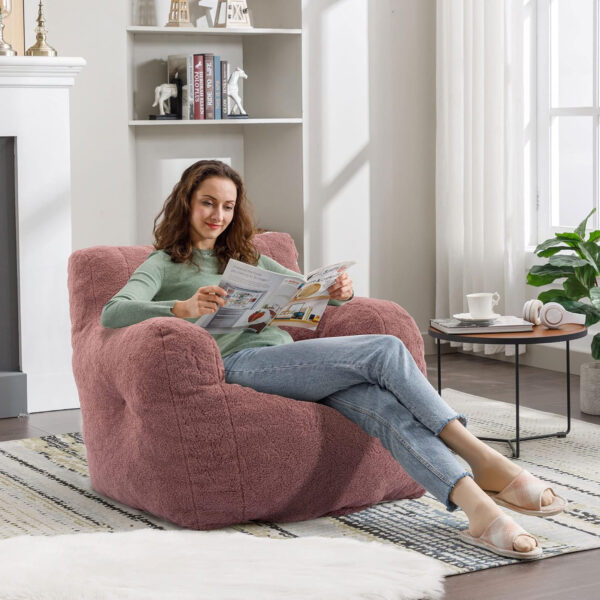 Recaceik Bean Bag Chairs, Tufted Soft Stuffed with Filler, Fluffy and Lazy Sofa, Imperial Lounger Giant Chair for Bedroom, Living Room, White