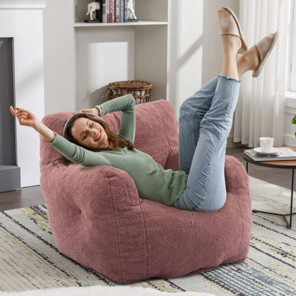 Recaceik Bean Bag Chairs, Tufted Soft Stuffed with Filler, Fluffy and Lazy Sofa, Imperial Lounger Giant Chair for Bedroom, Living Room, White