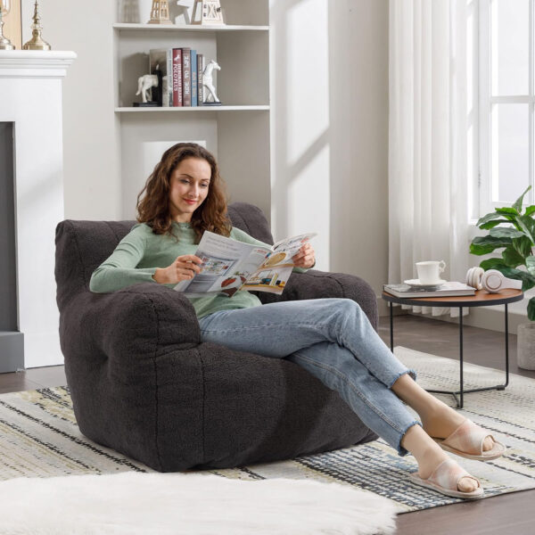 Recaceik Bean Bag Chairs, Tufted Soft Stuffed with Filler, Fluffy and Lazy Sofa, Imperial Lounger Giant Chair for Bedroom, Living Room, White