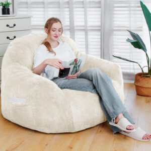 Giant Bean Bag Chair, Oversized Bean Bag Chairs for Adults and Kids, Gaming Chair Stuffed Memory Foam | Storage | Non-Slip, Removable Bean Bag Sofa Comfy Chair for Bedroom, Livingroom (Grey)
