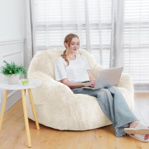 Giant Bean Bag Chair, Oversized Bean Bag Chairs for Adults and Kids, Gaming Chair Stuffed Memory Foam | Storage | Non-Slip, Removable Bean Bag Sofa Comfy Chair for Bedroom, Livingroom (Grey)