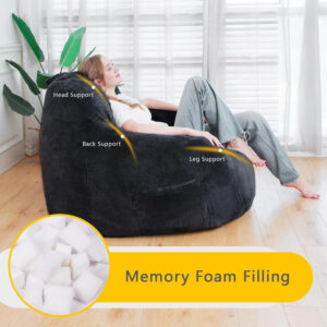 Giant Bean Bag Chair, Oversized Bean Bag Chairs for Adults and Kids, Gaming Chair Stuffed Memory Foam | Storage | Non-Slip, Removable Bean Bag Sofa Comfy Chair for Bedroom, Livingroom (Grey)