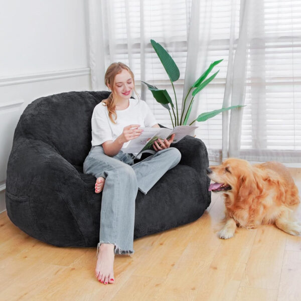 Giant Bean Bag Chair, Oversized Bean Bag Chairs for Adults and Kids, Gaming Chair Stuffed Memory Foam | Storage | Non-Slip, Removable Bean Bag Sofa Comfy Chair for Bedroom, Livingroom (Grey)