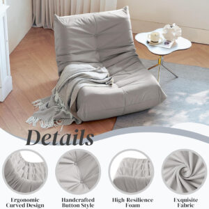 Bean Bag Chair for Adults - Suede & Microfiber Fireside Floor Chair, Comfortable Corner Lounge Sofa for Living Room, Bedroom, Office (Single, Dark Gray)