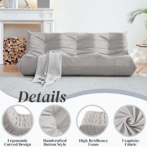 Bean Bag Chair for Adults - Suede & Microfiber Fireside Floor Chair, Comfortable Corner Lounge Sofa for Living Room, Bedroom, Office (Single, Dark Gray)