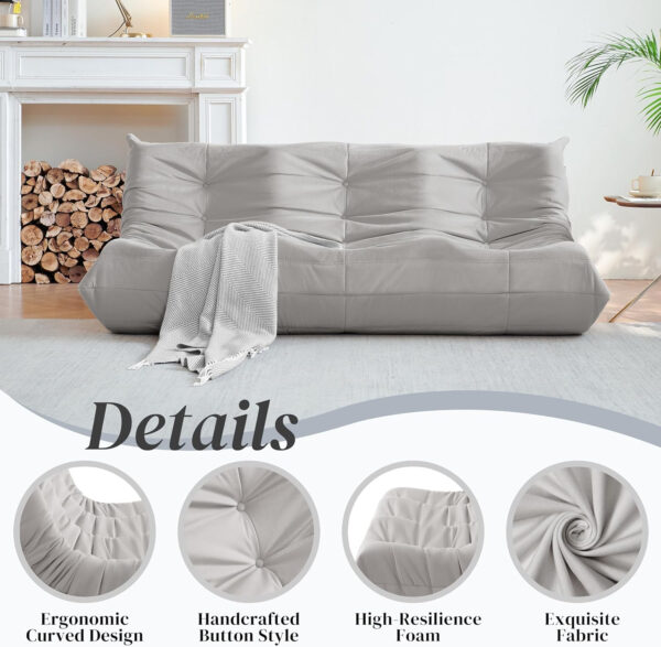 Bean Bag Chair for Adults - Suede & Microfiber Fireside Floor Chair, Comfortable Corner Lounge Sofa for Living Room, Bedroom, Office (Single, Dark Gray)