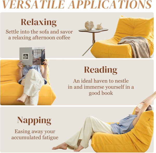Bean Bag Chair for Adults - Suede & Microfiber Fireside Floor Chair, Comfortable Corner Lounge Sofa for Living Room, Bedroom, Office (Single, Dark Gray)