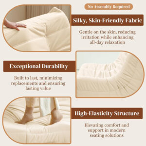 Bean Bag Chair for Adults - Suede & Microfiber Fireside Floor Chair, Comfortable Corner Lounge Sofa for Living Room, Bedroom, Office (Single, Dark Gray)