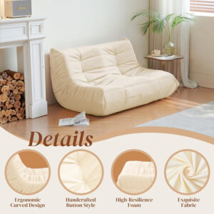 Bean Bag Chair for Adults - Suede & Microfiber Fireside Floor Chair, Comfortable Corner Lounge Sofa for Living Room, Bedroom, Office (Single, Dark Gray)