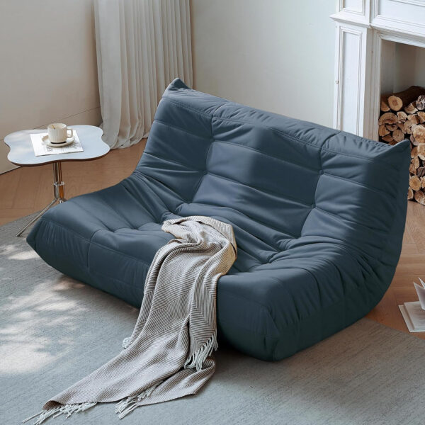 Bean Bag Chair for Adults - Suede & Microfiber Fireside Floor Chair, Comfortable Corner Lounge Sofa for Living Room, Bedroom, Office (Single, Dark Gray)