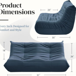 Bean Bag Chair for Adults - Suede & Microfiber Fireside Floor Chair, Comfortable Corner Lounge Sofa for Living Room, Bedroom, Office (Single, Dark Gray)