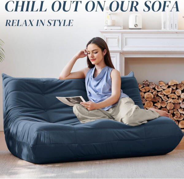 Bean Bag Chair for Adults - Suede & Microfiber Fireside Floor Chair, Comfortable Corner Lounge Sofa for Living Room, Bedroom, Office (Single, Dark Gray)