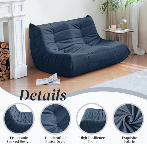 Bean Bag Chair for Adults - Suede & Microfiber Fireside Floor Chair, Comfortable Corner Lounge Sofa for Living Room, Bedroom, Office (Single, Dark Gray)