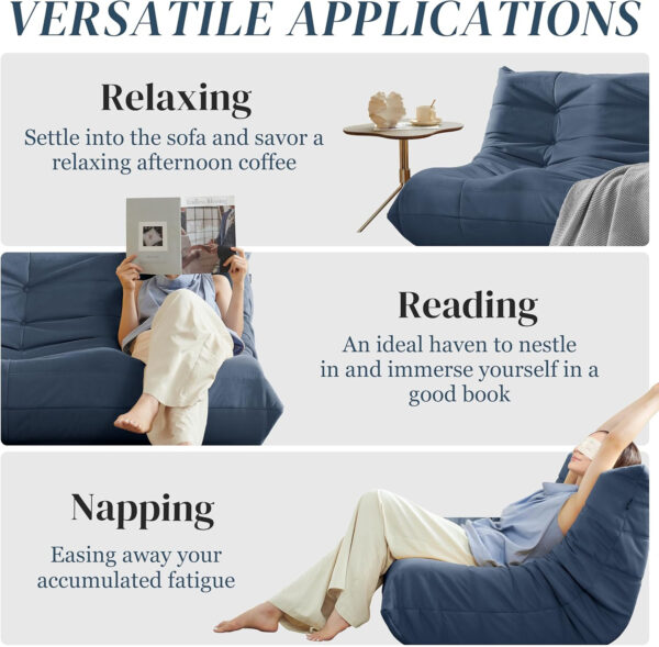 Bean Bag Chair for Adults - Suede & Microfiber Fireside Floor Chair, Comfortable Corner Lounge Sofa for Living Room, Bedroom, Office (Single, Dark Gray)
