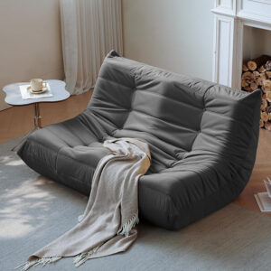 Bean Bag Chair for Adults - Suede & Microfiber Fireside Floor Chair, Comfortable Corner Lounge Sofa for Living Room, Bedroom, Office (Single, Dark Gray)