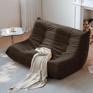 Bean Bag Chair for Adults - Suede & Microfiber Fireside Floor Chair, Comfortable Corner Lounge Sofa for Living Room, Bedroom, Office (Single, Dark Gray)