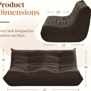 Bean Bag Chair for Adults - Suede & Microfiber Fireside Floor Chair, Comfortable Corner Lounge Sofa for Living Room, Bedroom, Office (Single, Dark Gray)