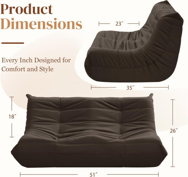 Bean Bag Chair for Adults - Suede & Microfiber Fireside Floor Chair, Comfortable Corner Lounge Sofa for Living Room, Bedroom, Office (Single, Dark Gray)