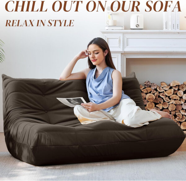 Bean Bag Chair for Adults - Suede & Microfiber Fireside Floor Chair, Comfortable Corner Lounge Sofa for Living Room, Bedroom, Office (Single, Dark Gray)