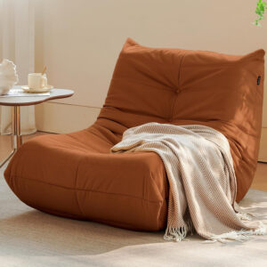 Bean Bag Chair for Adults - Suede & Microfiber Fireside Floor Chair, Comfortable Corner Lounge Sofa for Living Room, Bedroom, Office (Single, Dark Gray)
