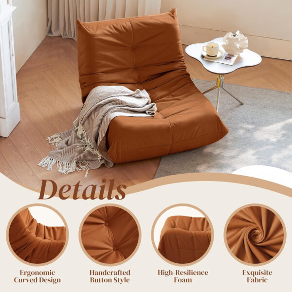 Bean Bag Chair for Adults - Suede & Microfiber Fireside Floor Chair, Comfortable Corner Lounge Sofa for Living Room, Bedroom, Office (Single, Dark Gray)