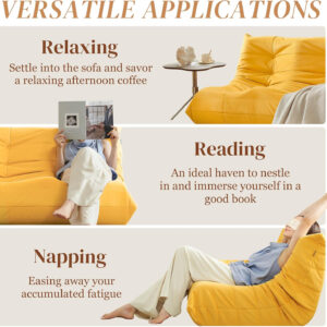 Bean Bag Chair for Adults - Suede & Microfiber Fireside Floor Chair, Comfortable Corner Lounge Sofa for Living Room, Bedroom, Office (Single, Dark Gray)
