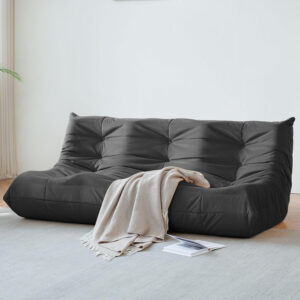 Bean Bag Chair for Adults - Suede & Microfiber Fireside Floor Chair, Comfortable Corner Lounge Sofa for Living Room, Bedroom, Office (Single, Dark Gray)