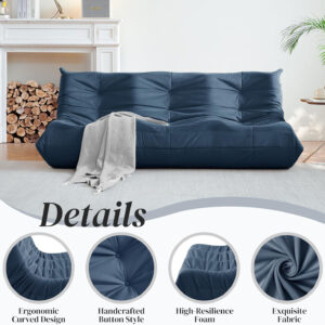 Bean Bag Chair for Adults - Suede & Microfiber Fireside Floor Chair, Comfortable Corner Lounge Sofa for Living Room, Bedroom, Office (Single, Dark Gray)