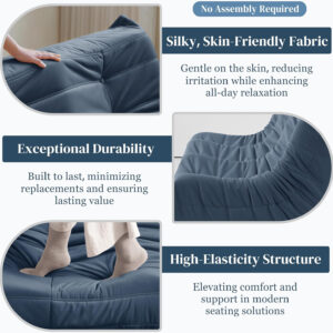 Bean Bag Chair for Adults - Suede & Microfiber Fireside Floor Chair, Comfortable Corner Lounge Sofa for Living Room, Bedroom, Office (Single, Dark Gray)