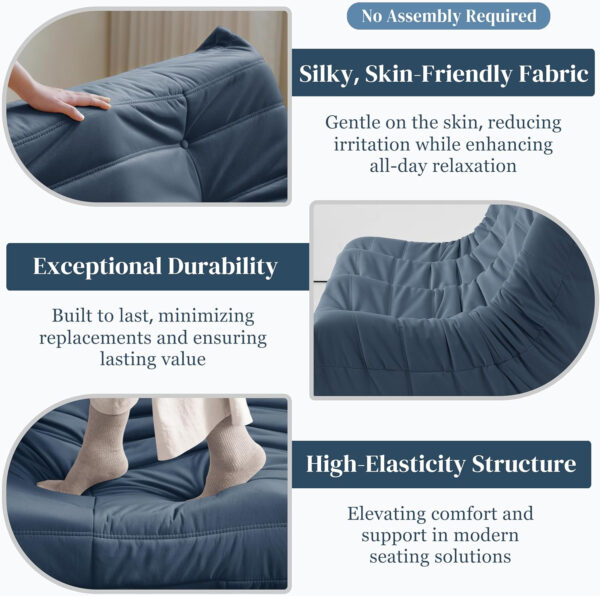 Bean Bag Chair for Adults - Suede & Microfiber Fireside Floor Chair, Comfortable Corner Lounge Sofa for Living Room, Bedroom, Office (Single, Dark Gray)