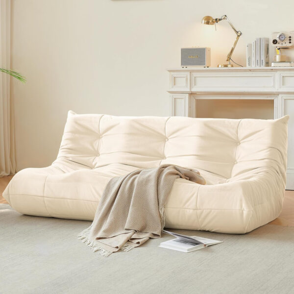 Bean Bag Chair for Adults - Suede & Microfiber Fireside Floor Chair, Comfortable Corner Lounge Sofa for Living Room, Bedroom, Office (Single, Dark Gray)
