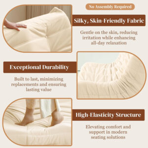 Bean Bag Chair for Adults - Suede & Microfiber Fireside Floor Chair, Comfortable Corner Lounge Sofa for Living Room, Bedroom, Office (Single, Dark Gray)