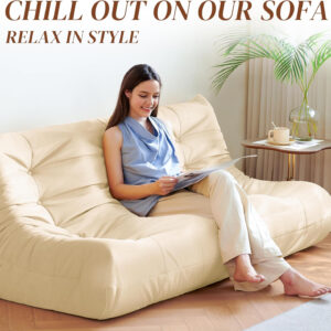 Bean Bag Chair for Adults - Suede & Microfiber Fireside Floor Chair, Comfortable Corner Lounge Sofa for Living Room, Bedroom, Office (Single, Dark Gray)