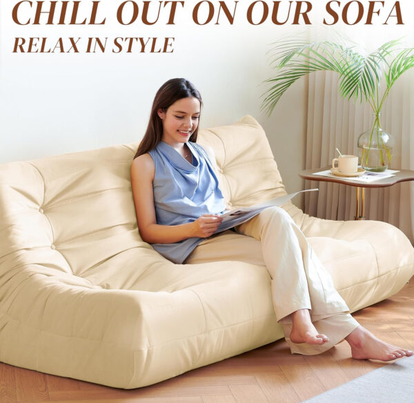 Bean Bag Chair for Adults - Suede & Microfiber Fireside Floor Chair, Comfortable Corner Lounge Sofa for Living Room, Bedroom, Office (Single, Dark Gray)