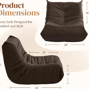 Bean Bag Chair for Adults - Suede & Microfiber Fireside Floor Chair, Comfortable Corner Lounge Sofa for Living Room, Bedroom, Office (Single, Dark Gray)