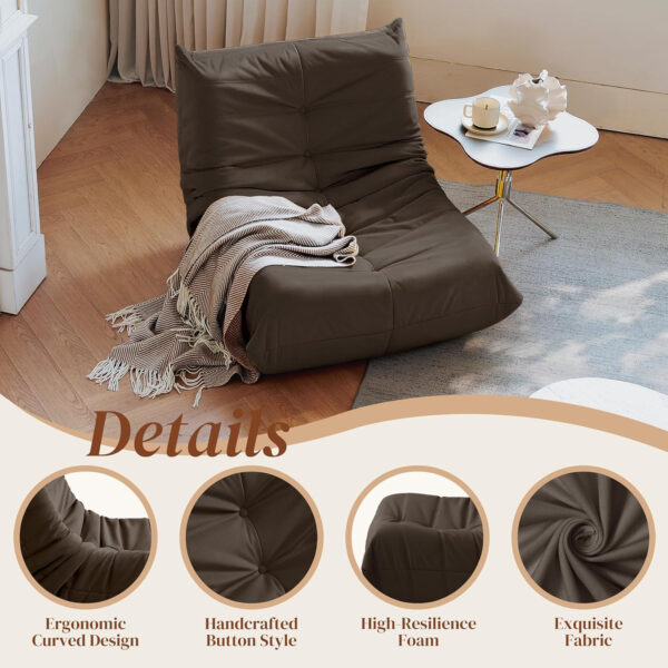 Bean Bag Chair for Adults - Suede & Microfiber Fireside Floor Chair, Comfortable Corner Lounge Sofa for Living Room, Bedroom, Office (Single, Dark Gray)