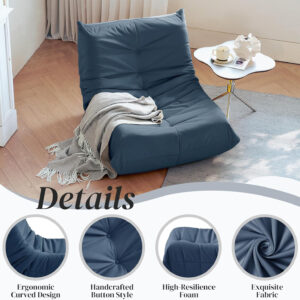 Bean Bag Chair for Adults - Suede & Microfiber Fireside Floor Chair, Comfortable Corner Lounge Sofa for Living Room, Bedroom, Office (Single, Dark Gray)