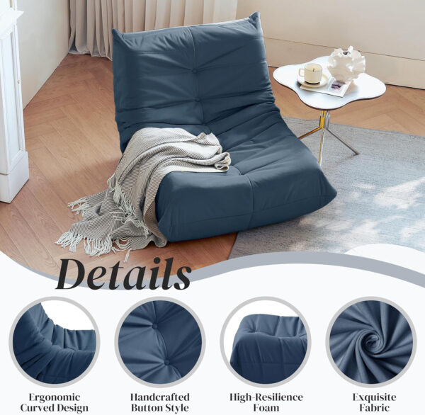 Bean Bag Chair for Adults - Suede & Microfiber Fireside Floor Chair, Comfortable Corner Lounge Sofa for Living Room, Bedroom, Office (Single, Dark Gray)