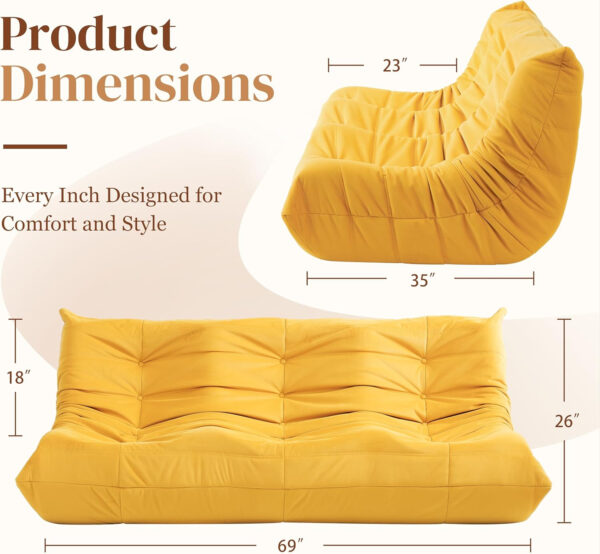Bean Bag Chair for Adults - Suede & Microfiber Fireside Floor Chair, Comfortable Corner Lounge Sofa for Living Room, Bedroom, Office (Single, Dark Gray)