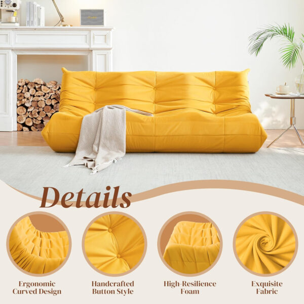 Bean Bag Chair for Adults - Suede & Microfiber Fireside Floor Chair, Comfortable Corner Lounge Sofa for Living Room, Bedroom, Office (Single, Dark Gray)