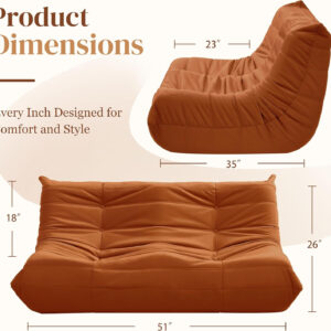 Bean Bag Chair for Adults - Suede & Microfiber Fireside Floor Chair, Comfortable Corner Lounge Sofa for Living Room, Bedroom, Office (Single, Dark Gray)