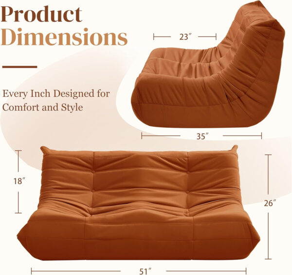 Bean Bag Chair for Adults - Suede & Microfiber Fireside Floor Chair, Comfortable Corner Lounge Sofa for Living Room, Bedroom, Office (Single, Dark Gray)