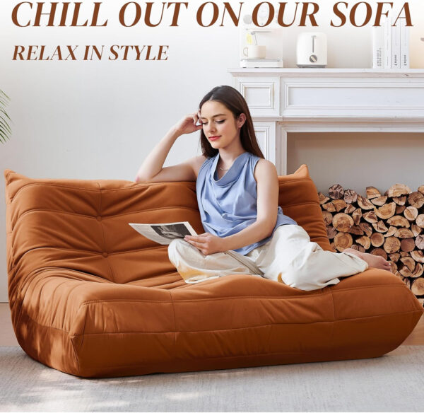 Bean Bag Chair for Adults - Suede & Microfiber Fireside Floor Chair, Comfortable Corner Lounge Sofa for Living Room, Bedroom, Office (Single, Dark Gray)