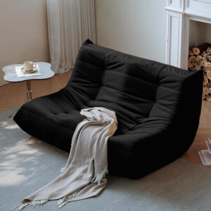 Bean Bag Chair for Adults - Suede & Microfiber Fireside Floor Chair, Comfortable Corner Lounge Sofa for Living Room, Bedroom, Office (Single, Dark Gray)