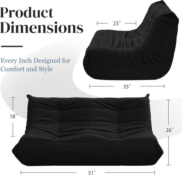 Bean Bag Chair for Adults - Suede & Microfiber Fireside Floor Chair, Comfortable Corner Lounge Sofa for Living Room, Bedroom, Office (Single, Dark Gray)